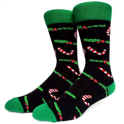 Candy Sticks and Mistletoe Crazy Christmas Socks - Crazy Sock Thursdays