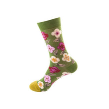 Load image into Gallery viewer, Floral on Green Crazy Socks - Crazy Sock Thursdays
