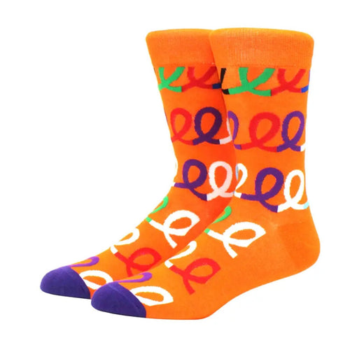 Loops on Orange Crazy Socks - Crazy Sock Thursdays